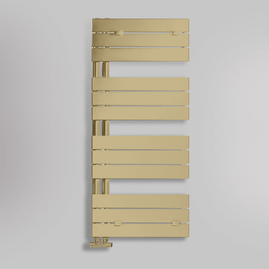 Grzejnik Łazienkowy Dekoracyjny Nowoczesny - Szczotkowane złoto - 1130x500mm, gładkie tło firmy Lazzarini