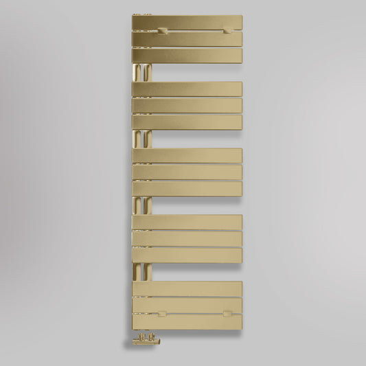 Grzejnik Łazienkowy Dekoracyjny Nowoczesny - Szczotkowane złoto - 1430x500mm, gładkie tło firmy Lazzarini