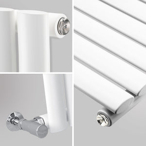 grzejnik pokojowy owalny profil kolumnowy zbliżenie - biały