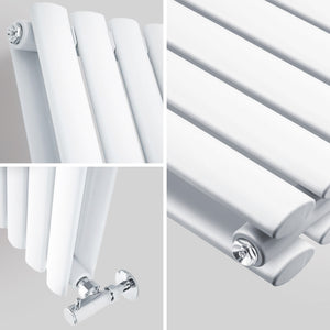 grzejniki dekoracyjne pokojowe owalny profil kolumnowy zbliżenie - biały podwójny