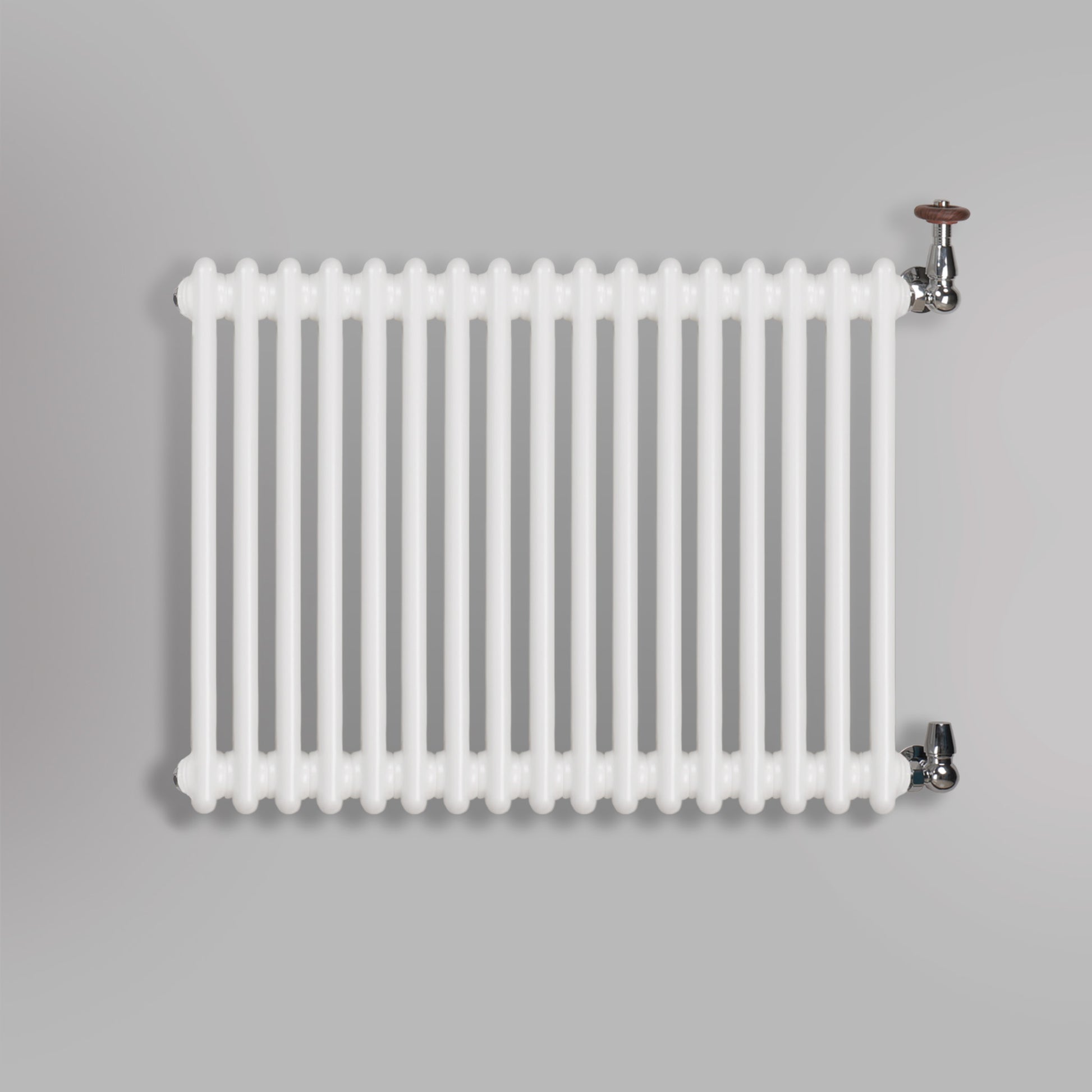 Grzejnik Dekoracyjny Żeberkowy - 2 Kolumnowy Biały - 576x785mm, gładkie tło firmy Empire