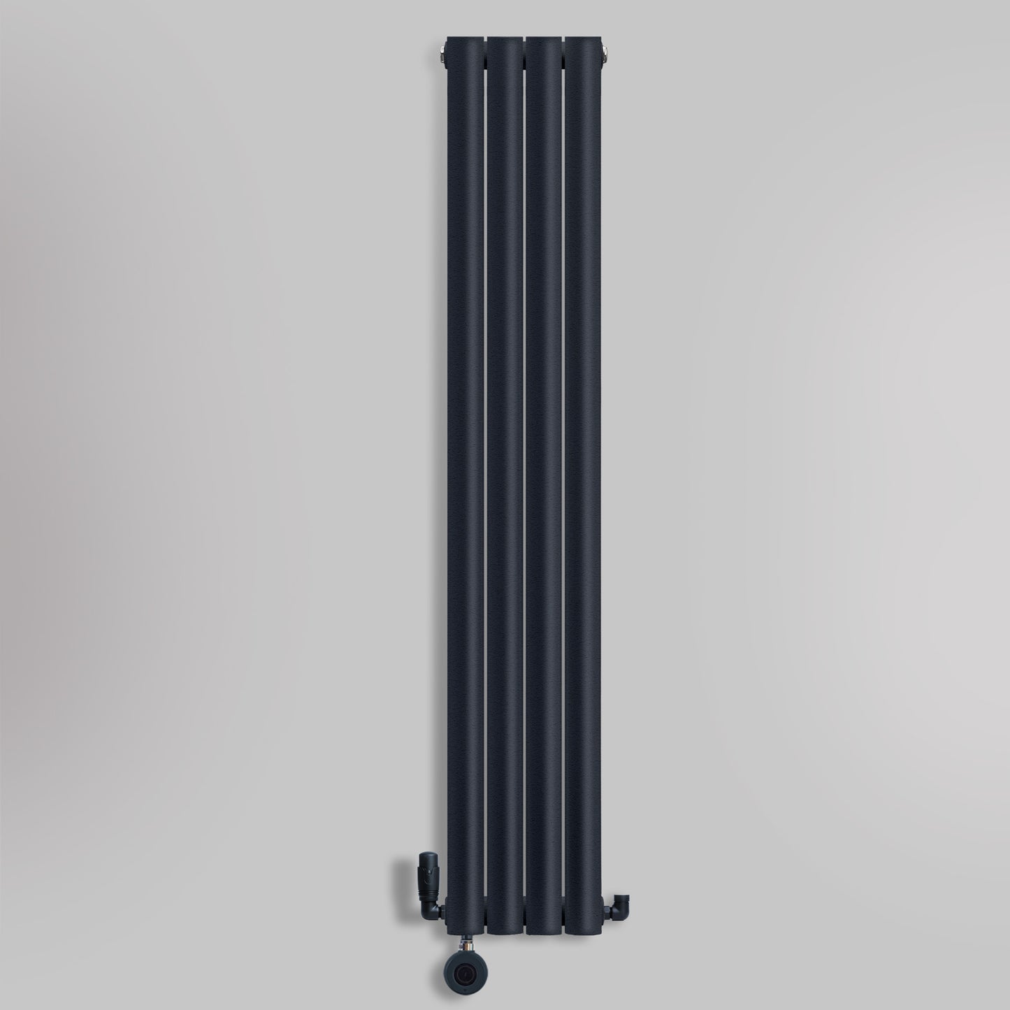 Grzejnik Wodno Elektryczny Dekoracyjny Pionowy - Owalny Kolumnowy Antracytowy - 1600x236mm, grzejnik hybrydowy