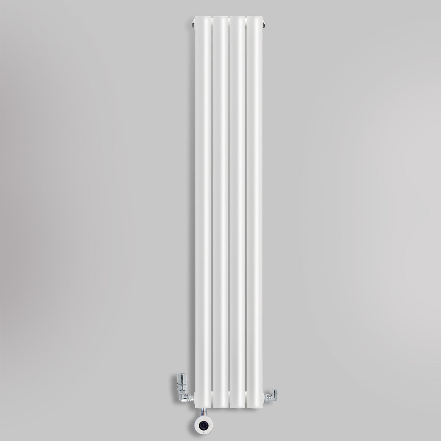 Grzejnik Wodno Elektryczny Dekoracyjny Pionowy - Owalny Kolumnowy Biały - 1600x236mm, grzejnik hybrydowy