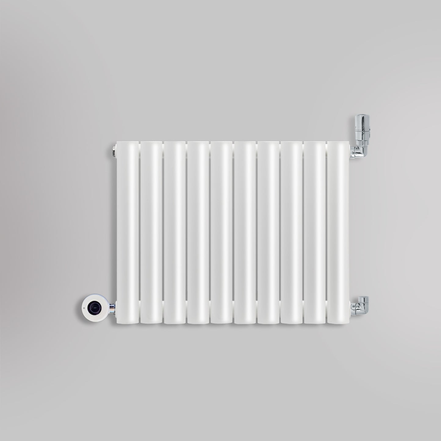 Grzejnik Wodno Elektryczny Dekoracyjny - Owalny Kolumnowy Biały - 545x590mm, grzejnik hybrydowy firmy Heissmann