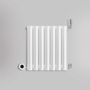 Grzejnik Wodno Elektryczny Dekoracyjny - Owalny Kolumnowy Biały - 545x410mm, grzejnik hybrydowy firmy Heissmann