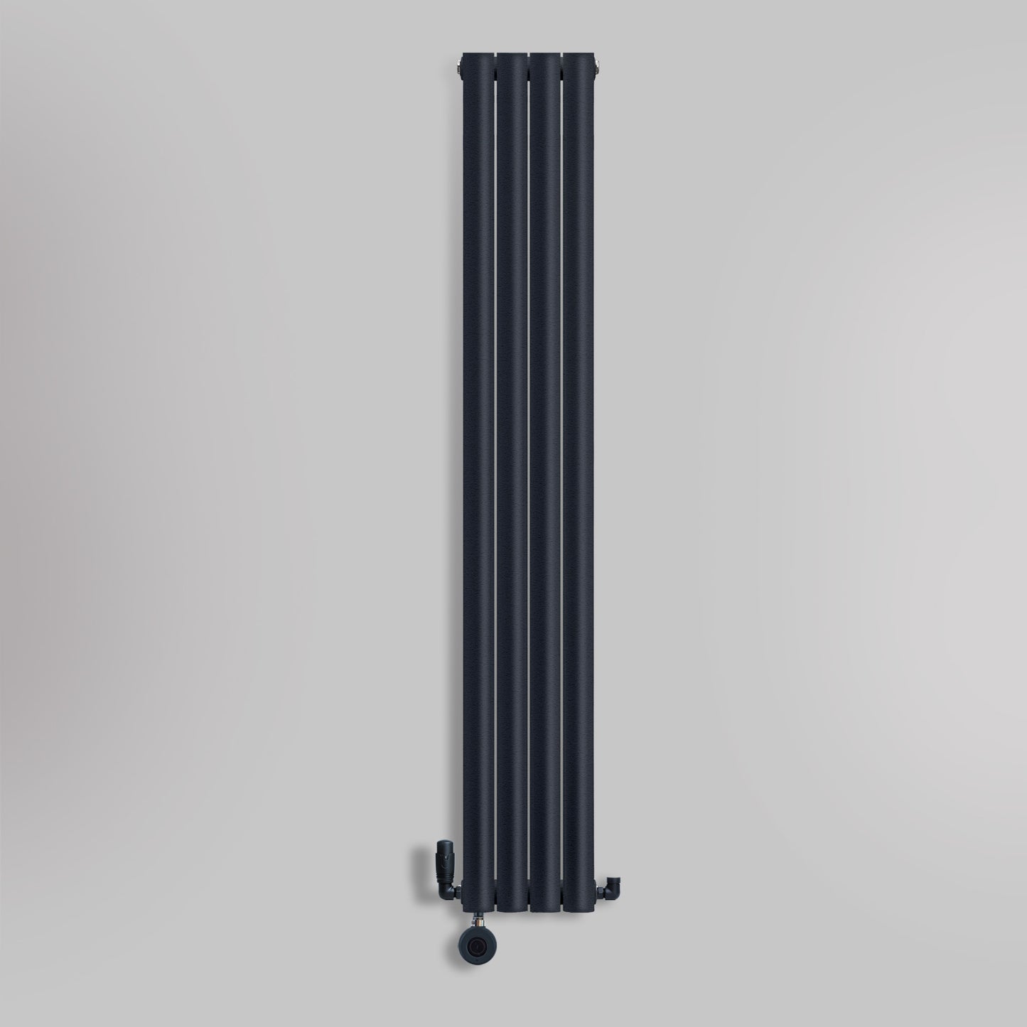 Grzejnik Wodno Elektryczny Dekoracyjny Pionowy - Owalny Podwójny Kolumnowy Antracytowy - 1800x236mm, grzejnik hybrydowy