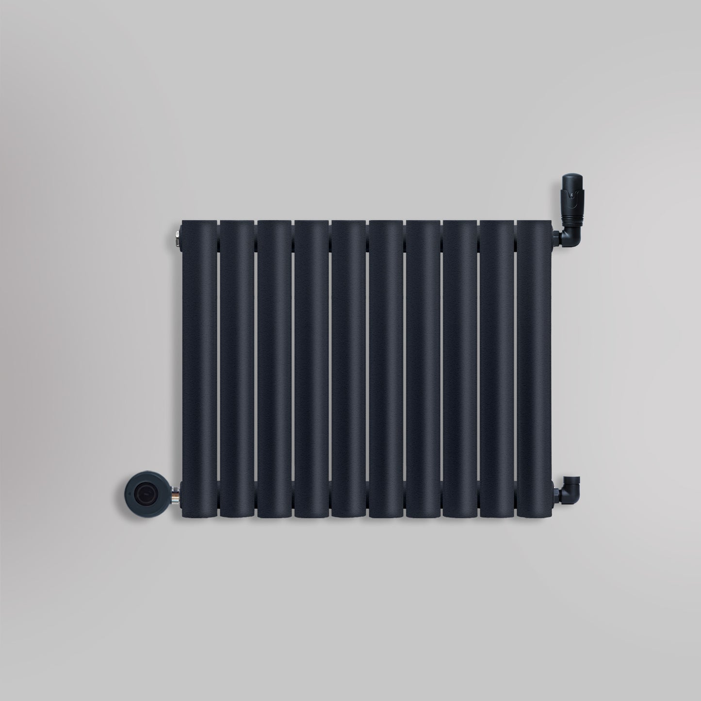 Grzejnik Wodno Elektryczny Dekoracyjny - Owalny Podwójny Kolumnowy Antracytowy - 560x590mm, grzejnik hybrydowy firmy Heissmann
