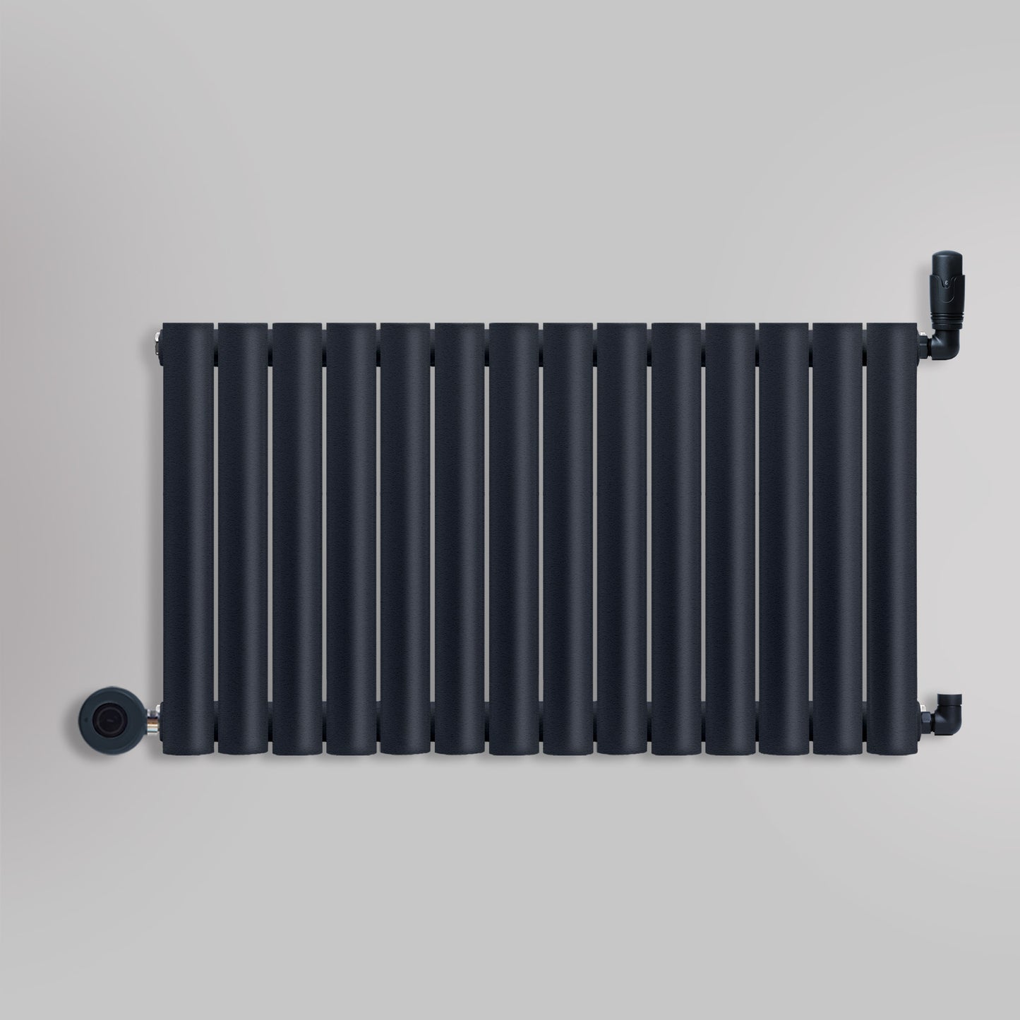 Grzejnik Wodno Elektryczny Dekoracyjny - Owalny Podwójny Kolumnowy Antracytowy - 560x826mm, grzejnik hybrydowy firmy Heissmann