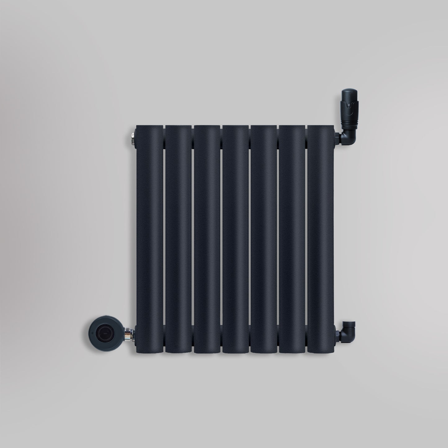 Grzejnik Wodno Elektryczny Dekoracyjny - Owalny Podwójny Kolumnowy Antracytowy - 560x410mm, grzejnik hybrydowy firmy Heissmann