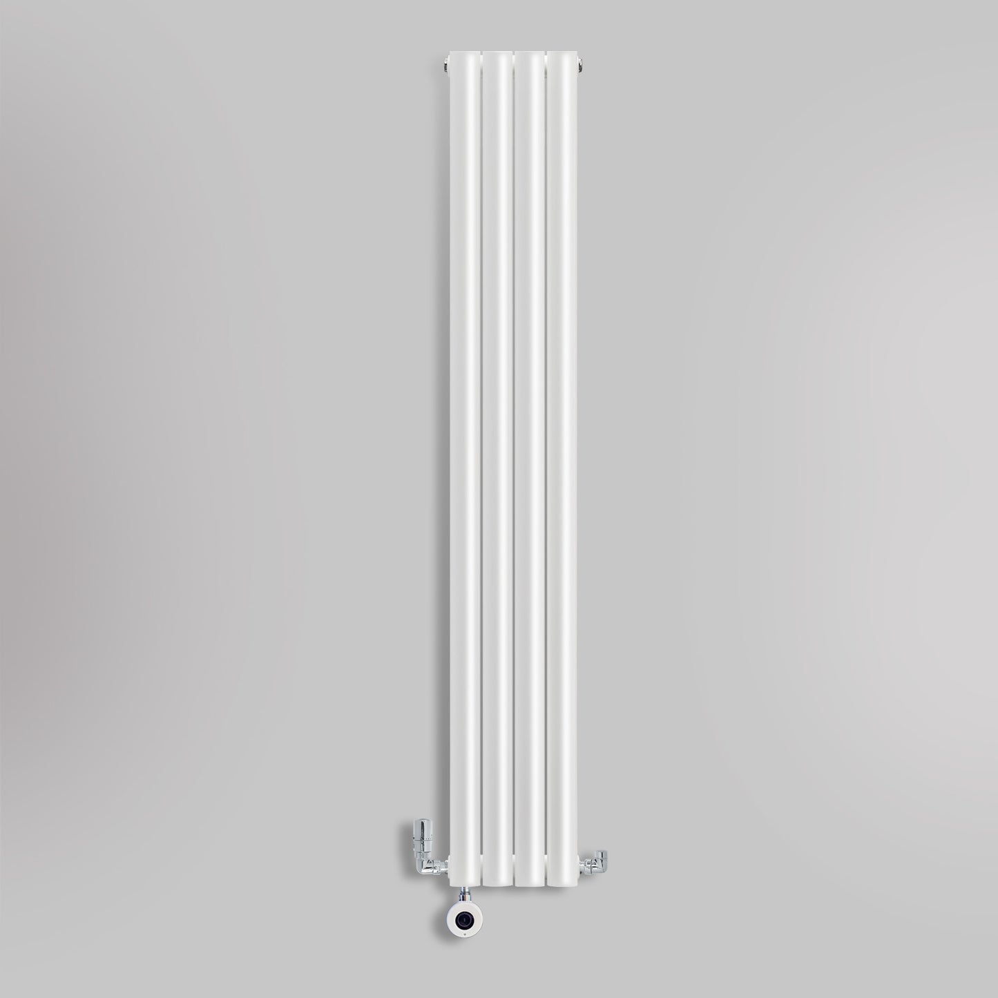 Grzejnik Wodno Elektryczny Dekoracyjny Pionowy - Owalny Podwójny Kolumnowy Biały - 1800x236mm, grzejnik hybrydowy