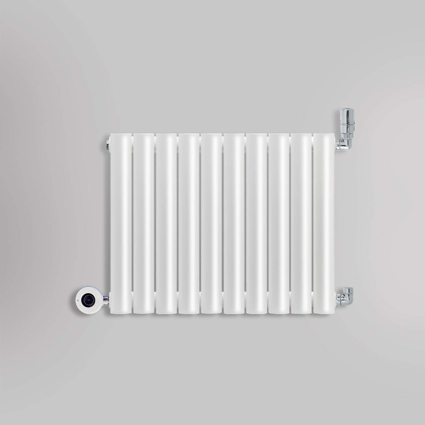 Grzejnik Wodno Elektryczny Dekoracyjny - Owalny Podwójny Kolumnowy Biały - 560x590mm, grzejnik hybrydowy firmy Heissmann