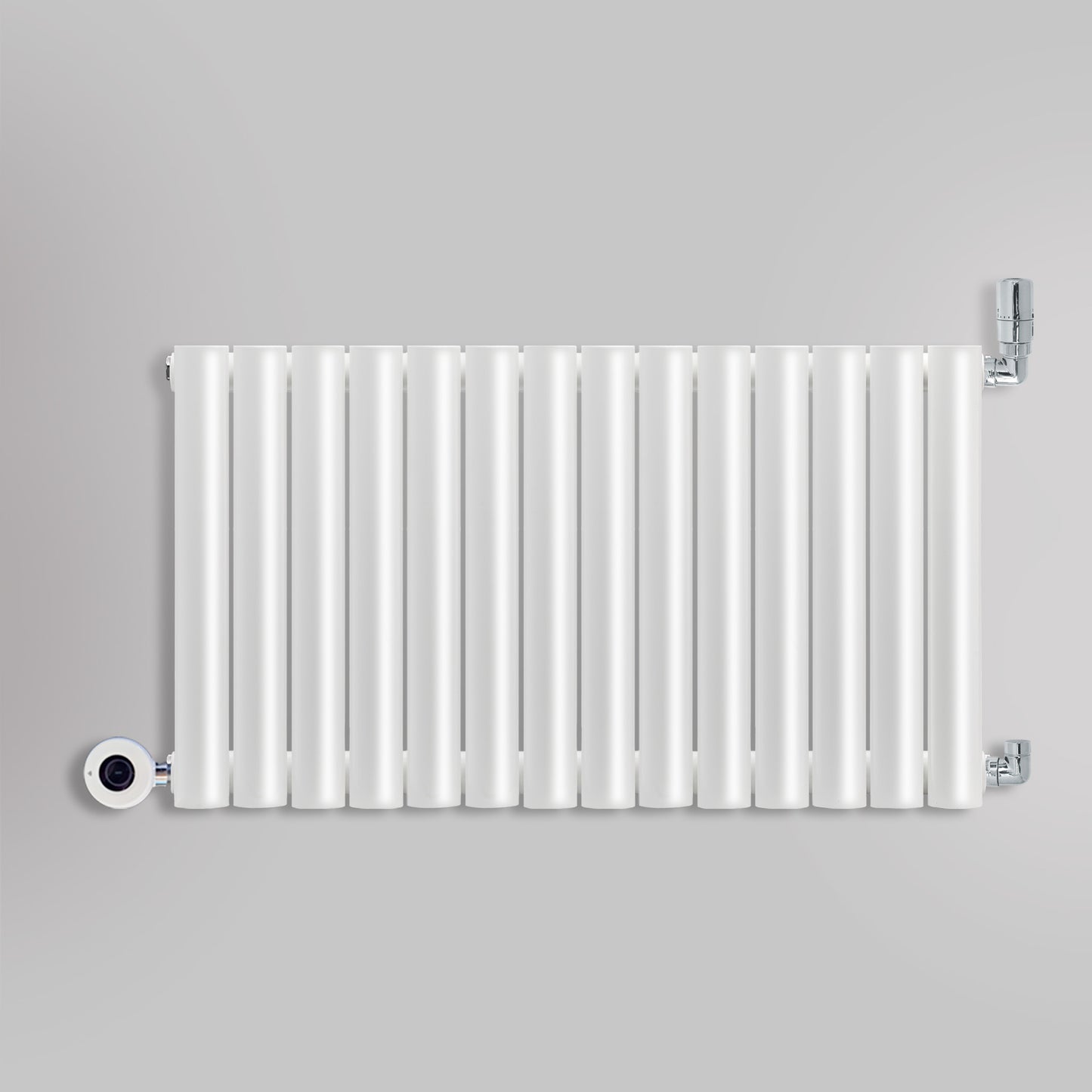 Grzejnik Wodno Elektryczny Dekoracyjny - Owalny Podwójny Kolumnowy Biały - 560x826mm, grzejnik hybrydowy firmy Heissmann