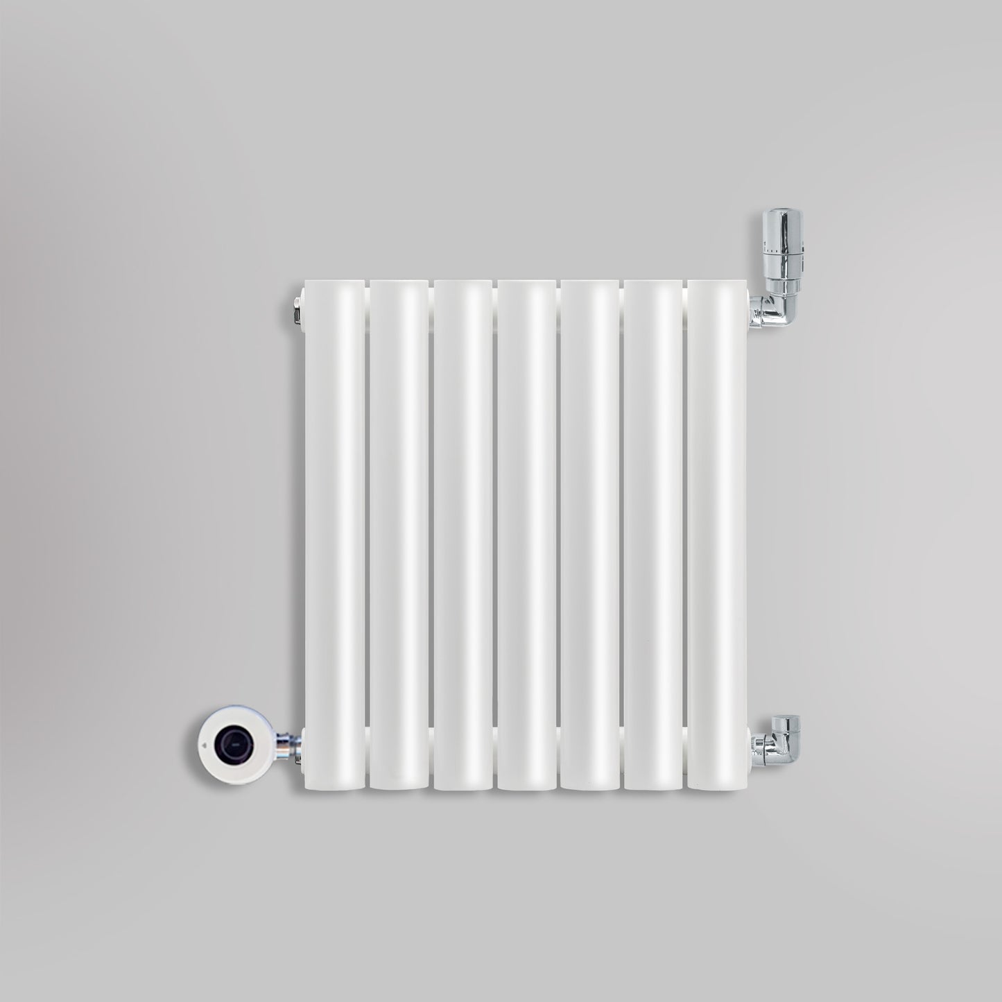 Grzejnik Wodno Elektryczny Dekoracyjny - Owalny Podwójny Kolumnowy Biały - 560x410mm, grzejnik hybrydowy firmy Heissmann