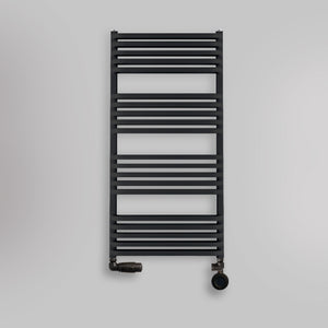 Grzejnik Łazienkowy Wodno Elektryczny - Podwójny Czarny - 1000x500mm, hybrydowy nowoczesny grzejnik łazienkowy firmy Heissmann