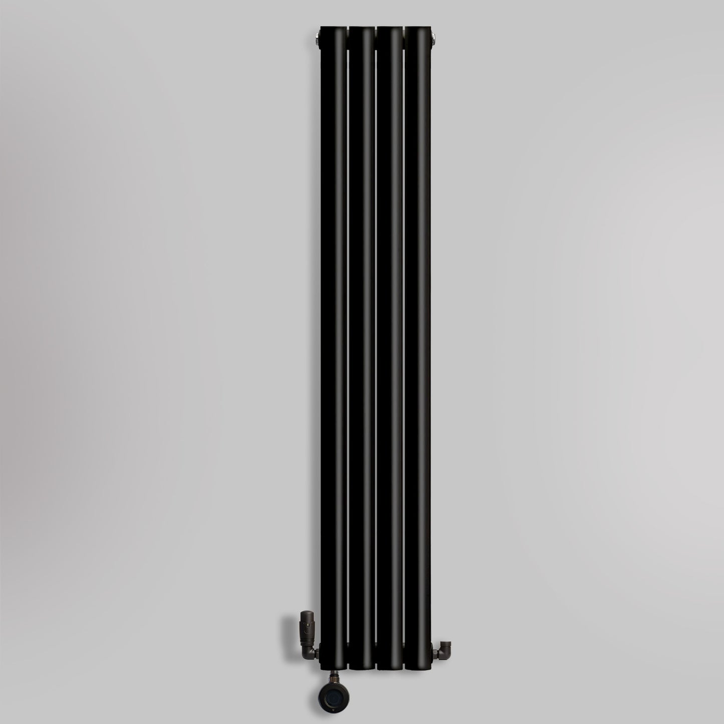 Grzejnik Wodno Elektryczny Dekoracyjny Pionowy - Owalny Kolumnowy Czarny - 1600x236mm, grzejnik hybrydowy