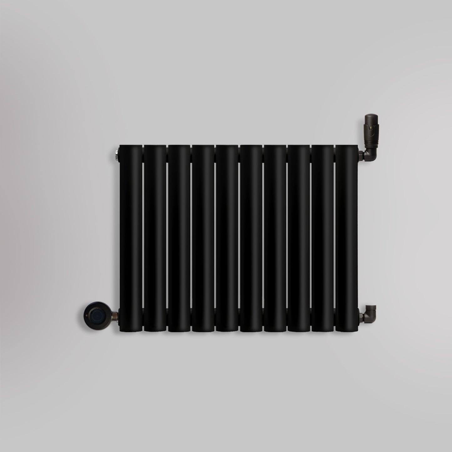 Grzejnik Wodno Elektryczny Dekoracyjny - Owalny Kolumnowy Czarny - 545x590mm, grzejnik hybrydowy firmy Heissmann