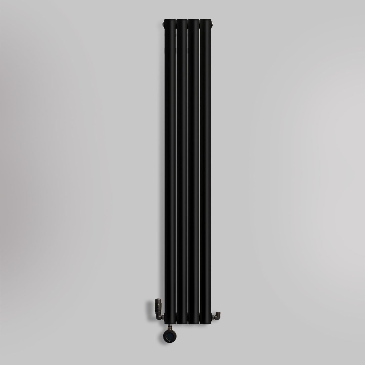 Grzejnik Wodno Elektryczny Dekoracyjny Pionowy - Owalny Podwójny Kolumnowy Czarny - 1800x236mm, grzejnik hybrydowy