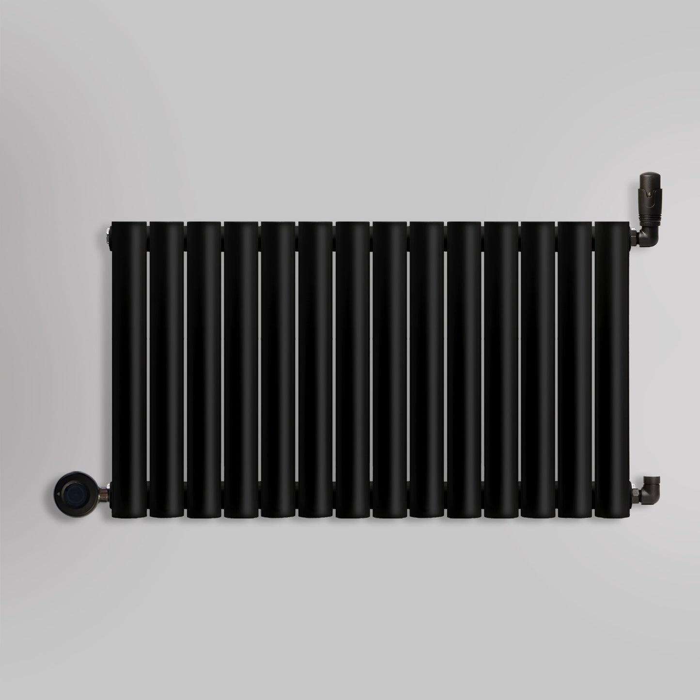 Grzejnik Wodno Elektryczny Dekoracyjny - Owalny Podwójny Kolumnowy Czarny - 560x826mm, grzejnik hybrydowy firmy Heissmann
