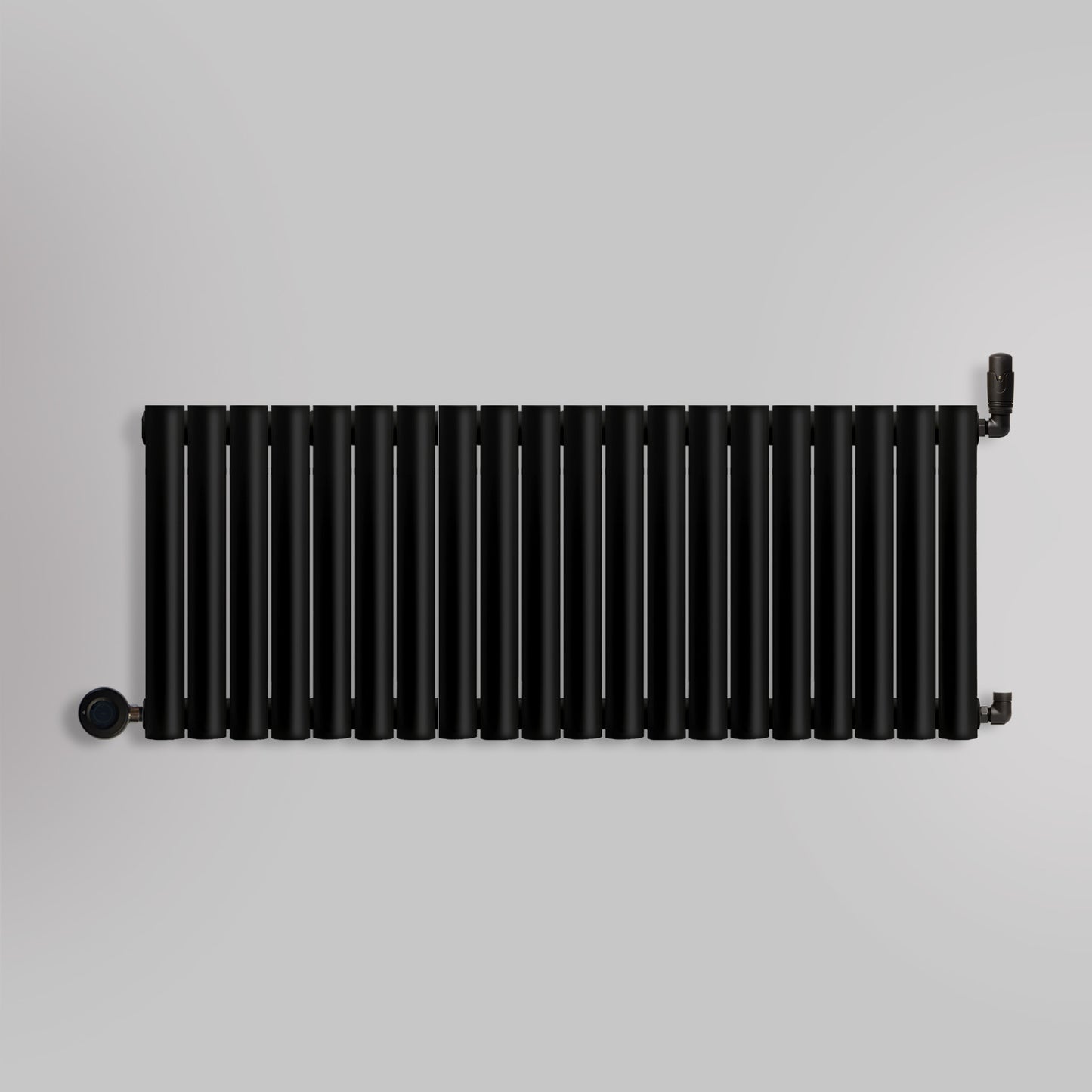 Grzejnik Wodno Elektryczny Dekoracyjny - Owalny Podwójny Kolumnowy Czarny - 560x1180mm, grzejnik hybrydowy firmy Heissmann