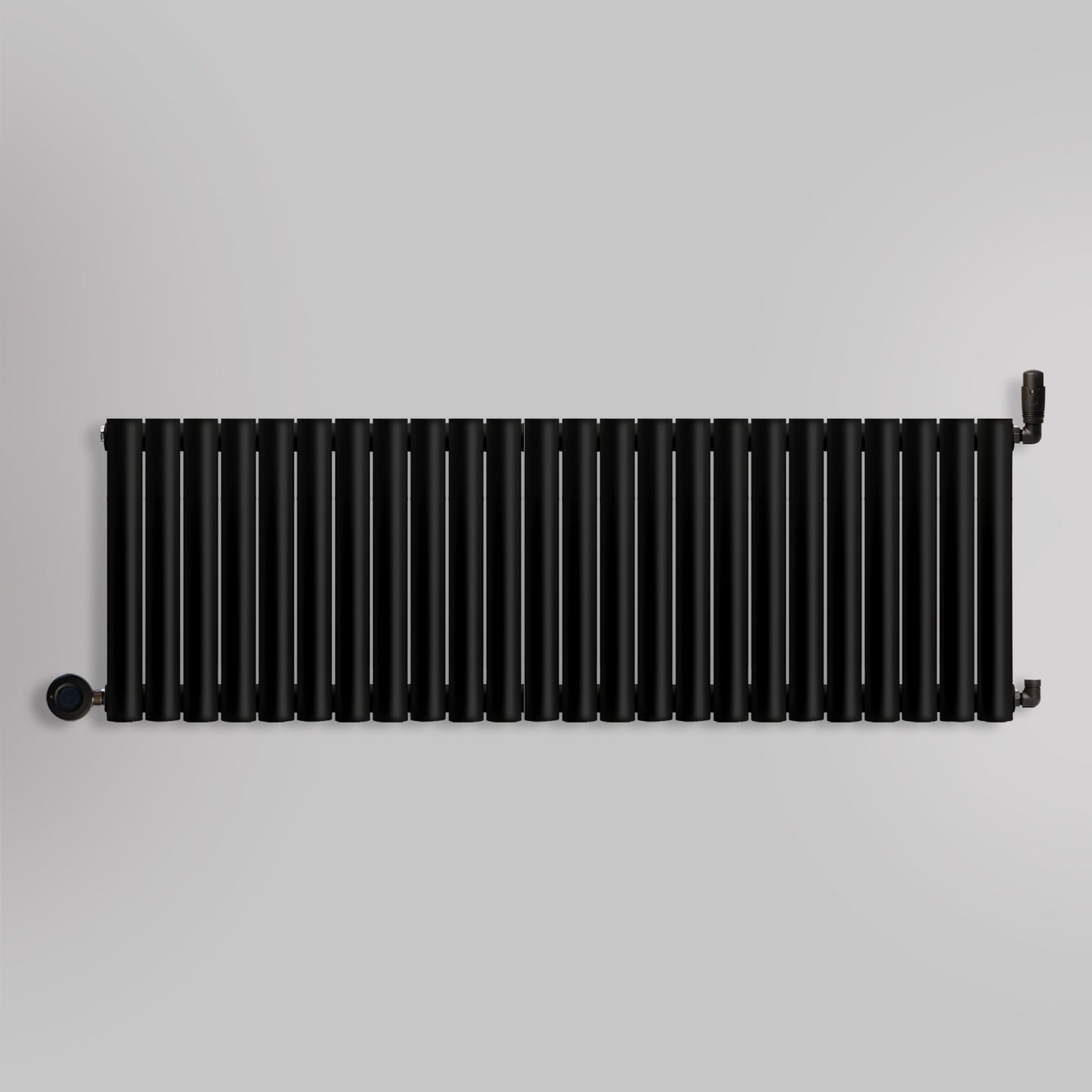 Grzejnik Wodno Elektryczny Dekoracyjny - Owalny Podwójny Kolumnowy Czarny - 560x1416mm, grzejnik hybrydowy firmy Heissmann