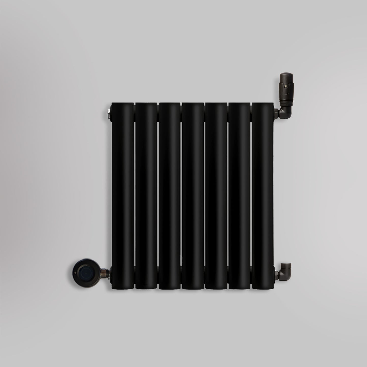 Grzejnik Wodno Elektryczny Dekoracyjny - Owalny Podwójny Kolumnowy Czarny - 560x410mm, grzejnik hybrydowy firmy Heissmann