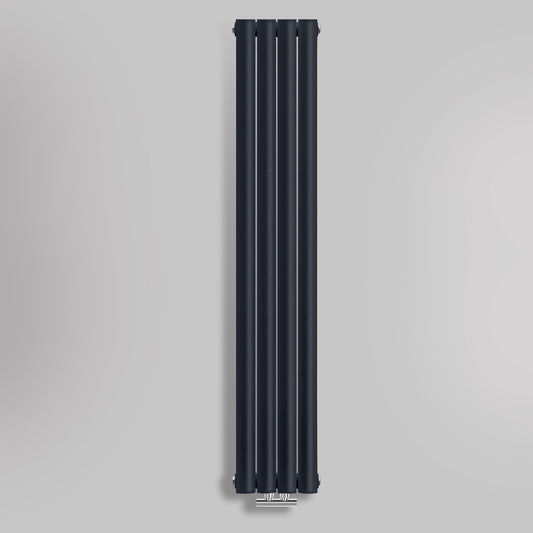 Grzejnik Dekoracyjny Pionowy - Owalny Kolumnowy Antracytowy - 1600x236mm, gładkie tło