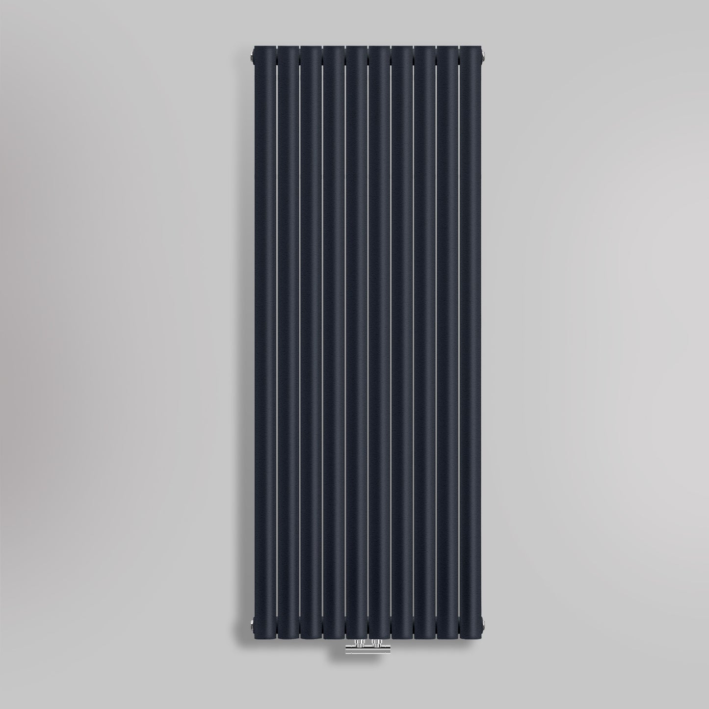 Grzejnik Dekoracyjny Pionowy - Owalny Podwójny Kolumnowy Antracytowy - 1800x590mm, gładkie tło