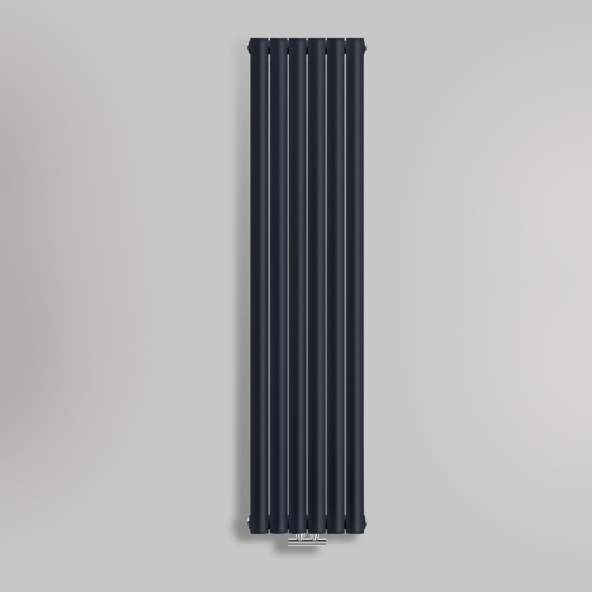 Grzejnik Dekoracyjny Pionowy - Owalny Podwójny Kolumnowy Antracytowy - 1800x354mm, gładkie tło