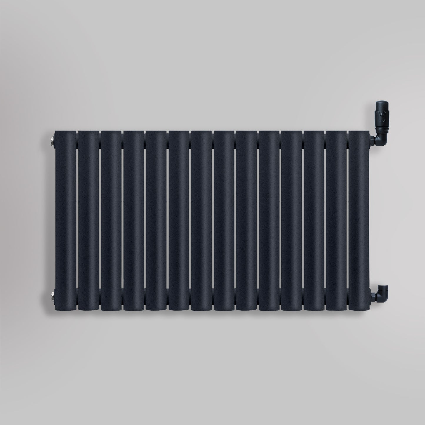 Grzejnik Dekoracyjny - Owalny Podwójny Kolumnowy Antracytowy - 560x826mm, gładkie tło