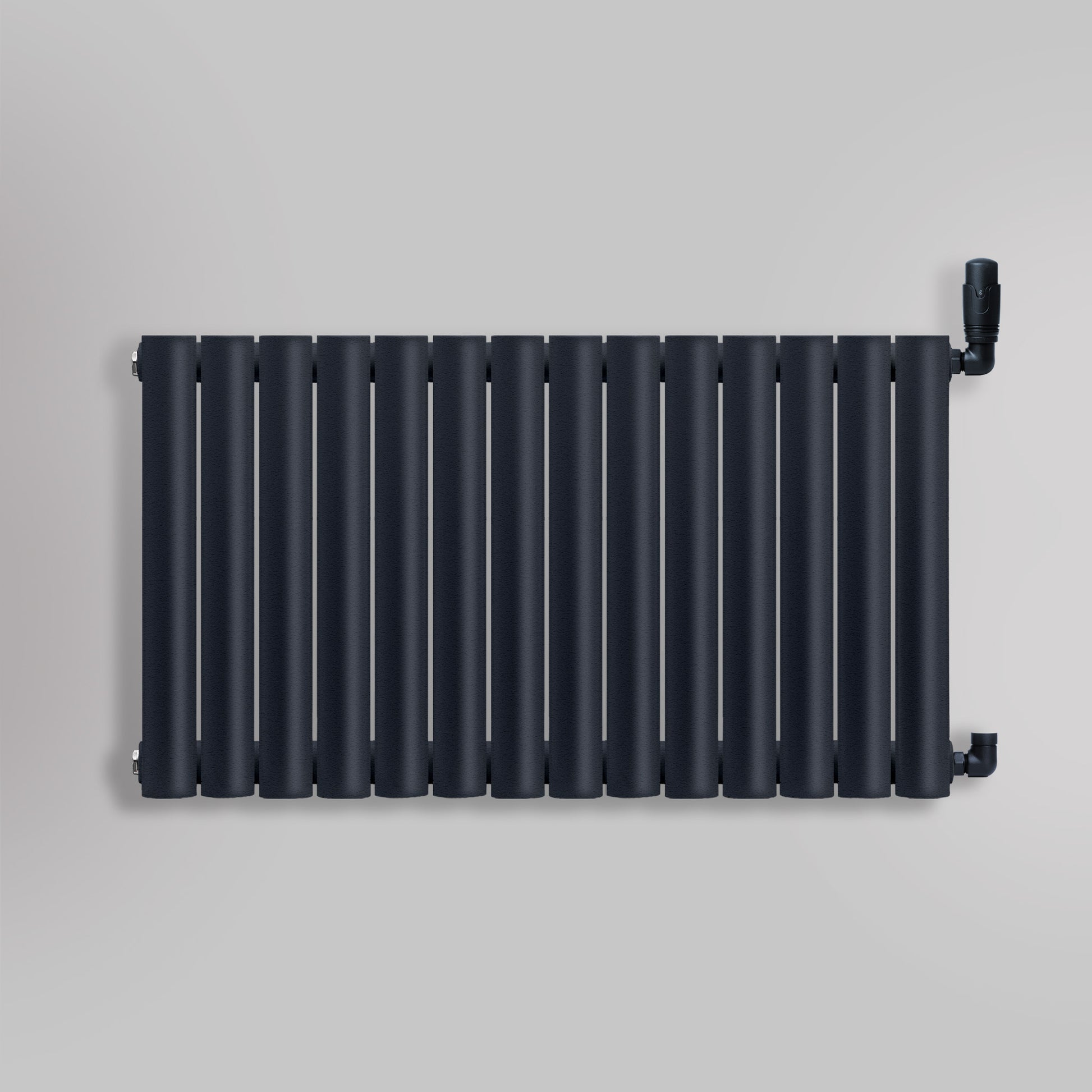 Grzejnik Dekoracyjny - Owalny Podwójny Kolumnowy Antracytowy - 560x826mm, gładkie tło