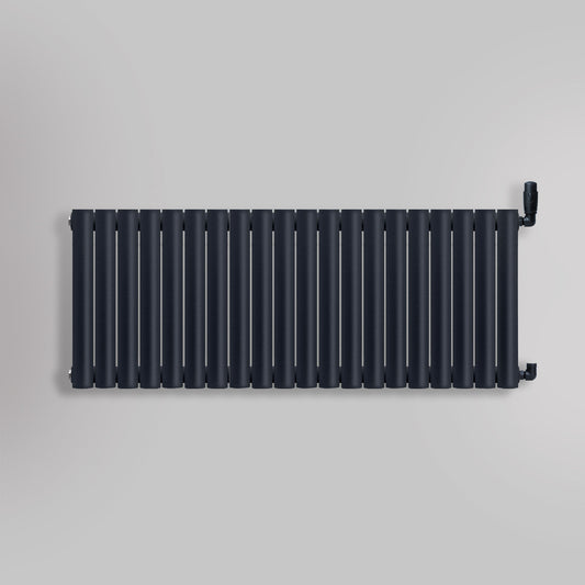 Grzejnik Dekoracyjny - Owalny Podwójny Kolumnowy Antracytowy - 560x1180mm, gładkie tło