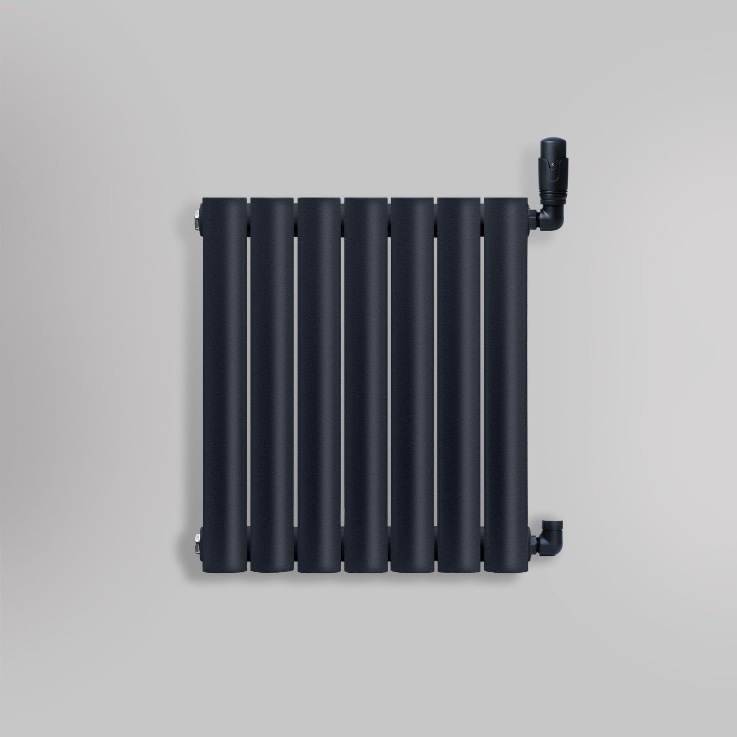 Grzejnik Dekoracyjny - Owalny Podwójny Kolumnowy Antracytowy - 560x410mm, gładkie tło