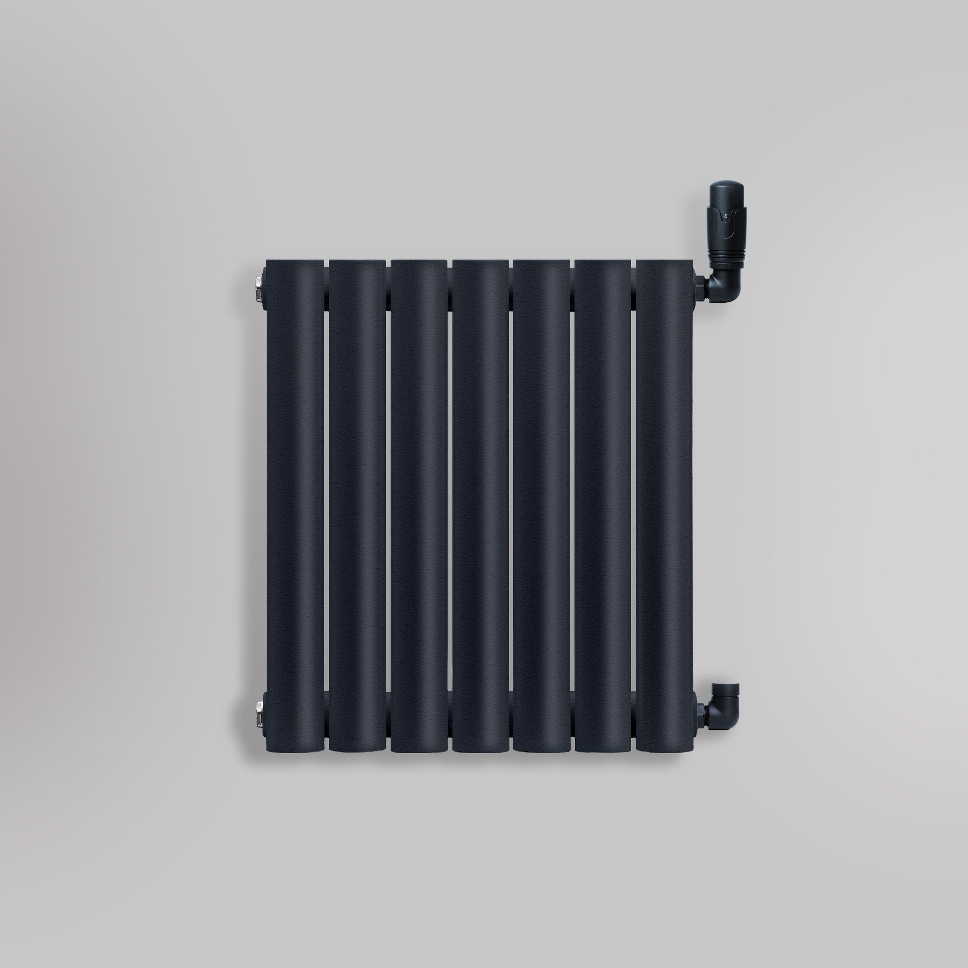 Grzejnik Dekoracyjny - Owalny Podwójny Kolumnowy Antracytowy - 560x410mm, gładkie tło