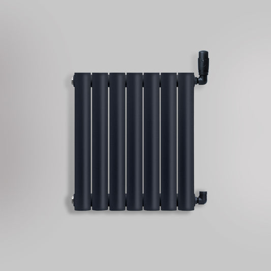 Grzejnik Dekoracyjny - Owalny Podwójny Kolumnowy Antracytowy - 560x410mm, gładkie tło