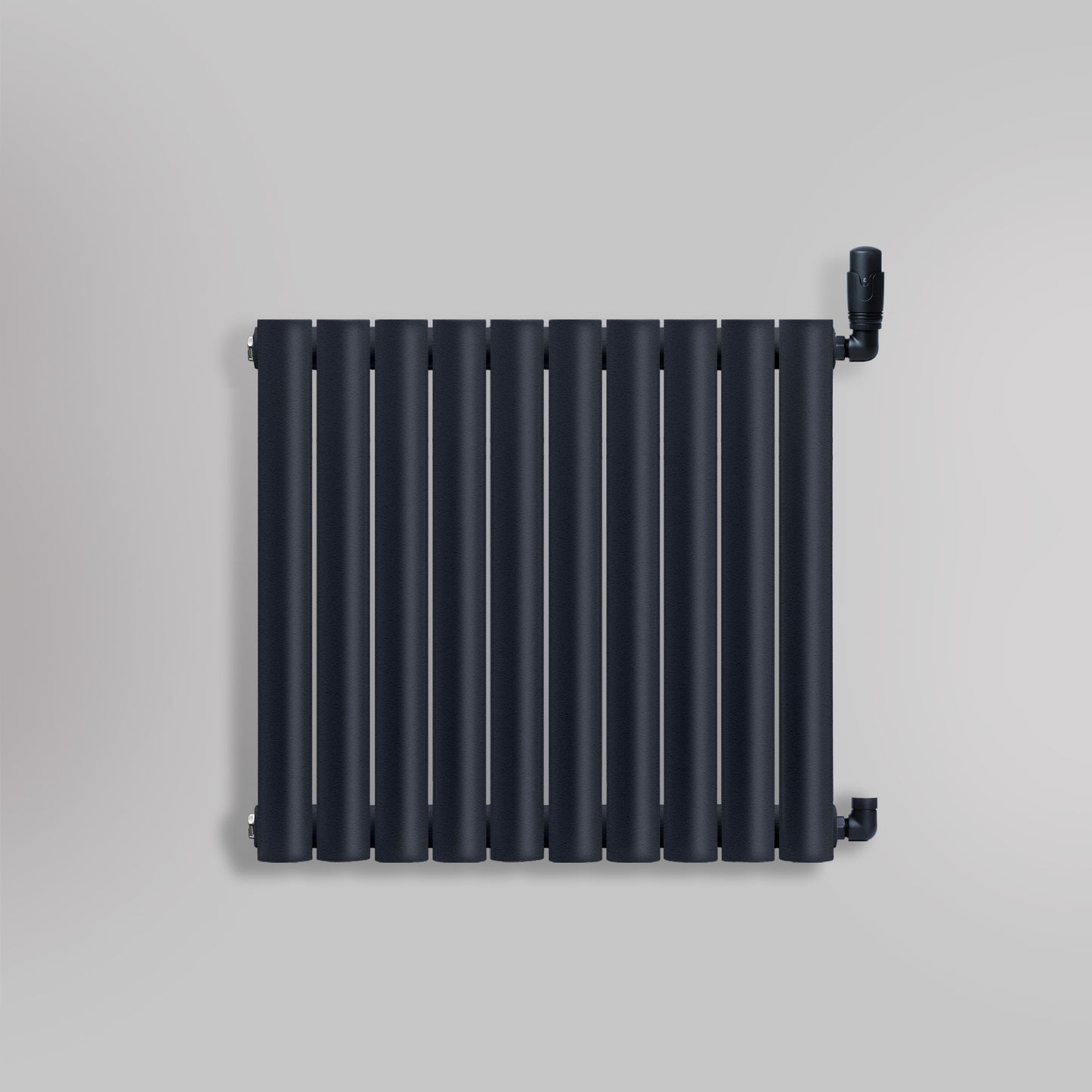 Grzejnik Dekoracyjny - Owalny Podwójny Kolumnowy Antracytowy - 660x590mm, gładkie tło