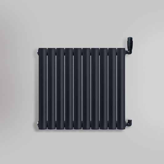 Grzejnik Dekoracyjny - Owalny Podwójny Kolumnowy Antracytowy - 660x590mm, gładkie tło