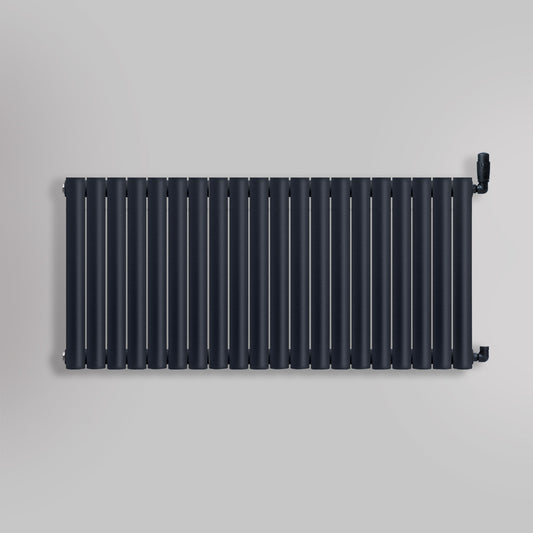 Grzejnik Dekoracyjny - Owalny Podwójny Kolumnowy Antracytowy - 660x1180mm, gładkie tło