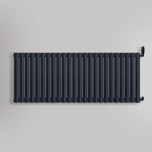 Grzejnik Dekoracyjny - Owalny Podwójny Kolumnowy Antracytowy - 660x1416mm, gładkie tło
