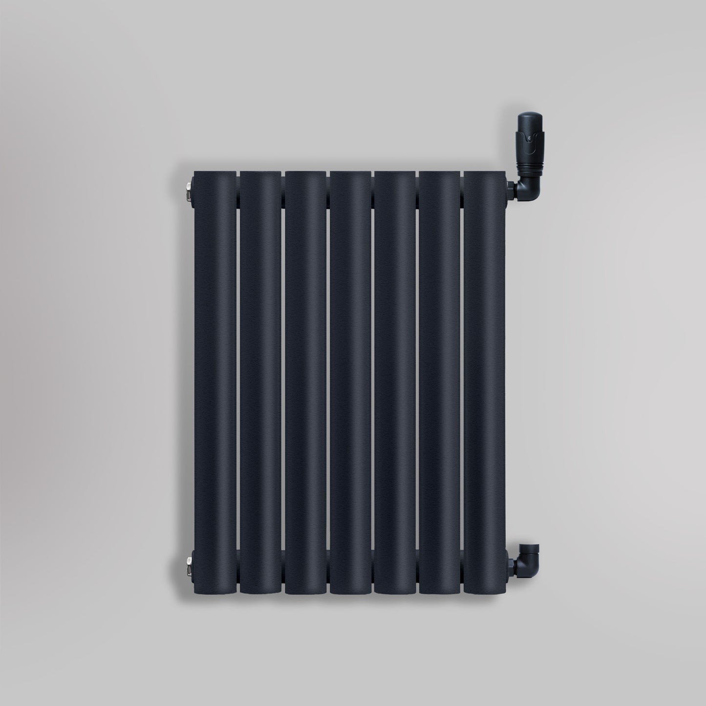 Grzejnik Dekoracyjny - Owalny Podwójny Kolumnowy Antracytowy - 660x410mm, gładkie tło