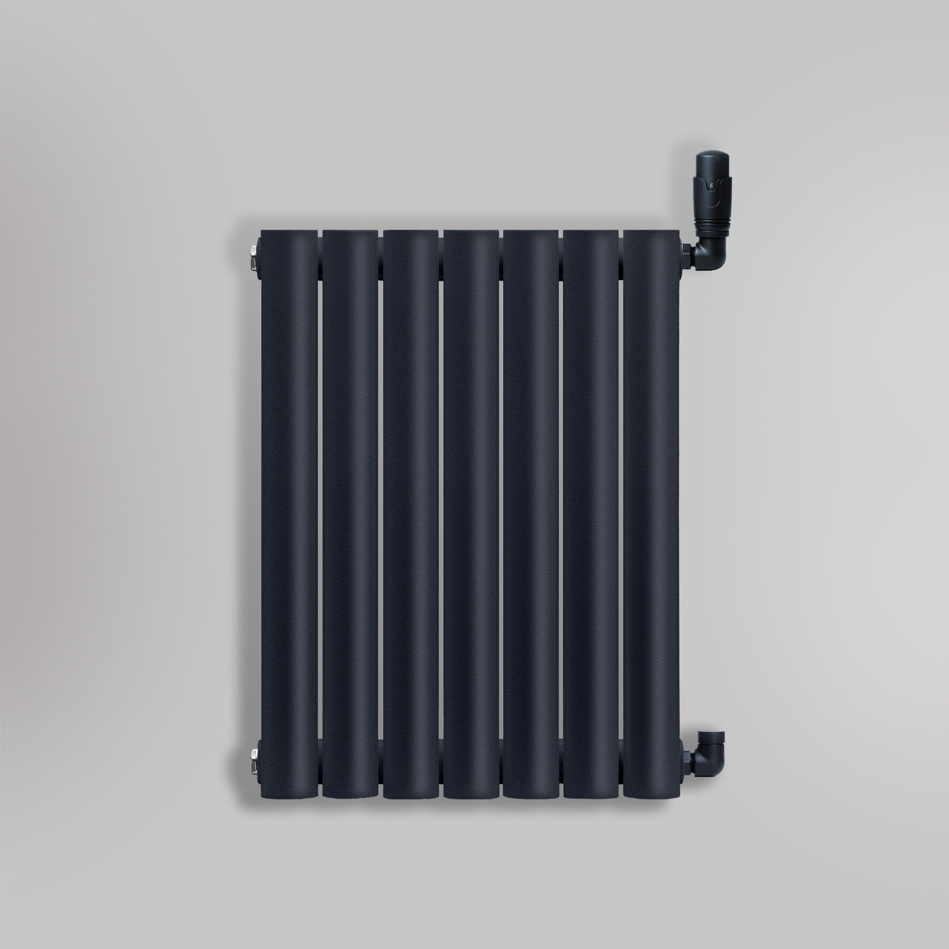 Grzejnik Dekoracyjny - Owalny Podwójny Kolumnowy Antracytowy - 660x410mm, gładkie tło