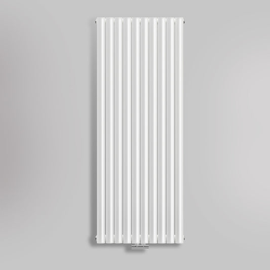 Grzejnik Dekoracyjny Pionowy - Owalny Podwójny Kolumnowy Biały - 1800x590mm, gładkie tło firmy Heissmann