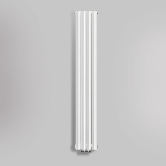Grzejnik Dekoracyjny Pionowy - Owalny Podwójny Kolumnowy Biały - 1800x236mm, gładkie tło firmy Heissmann