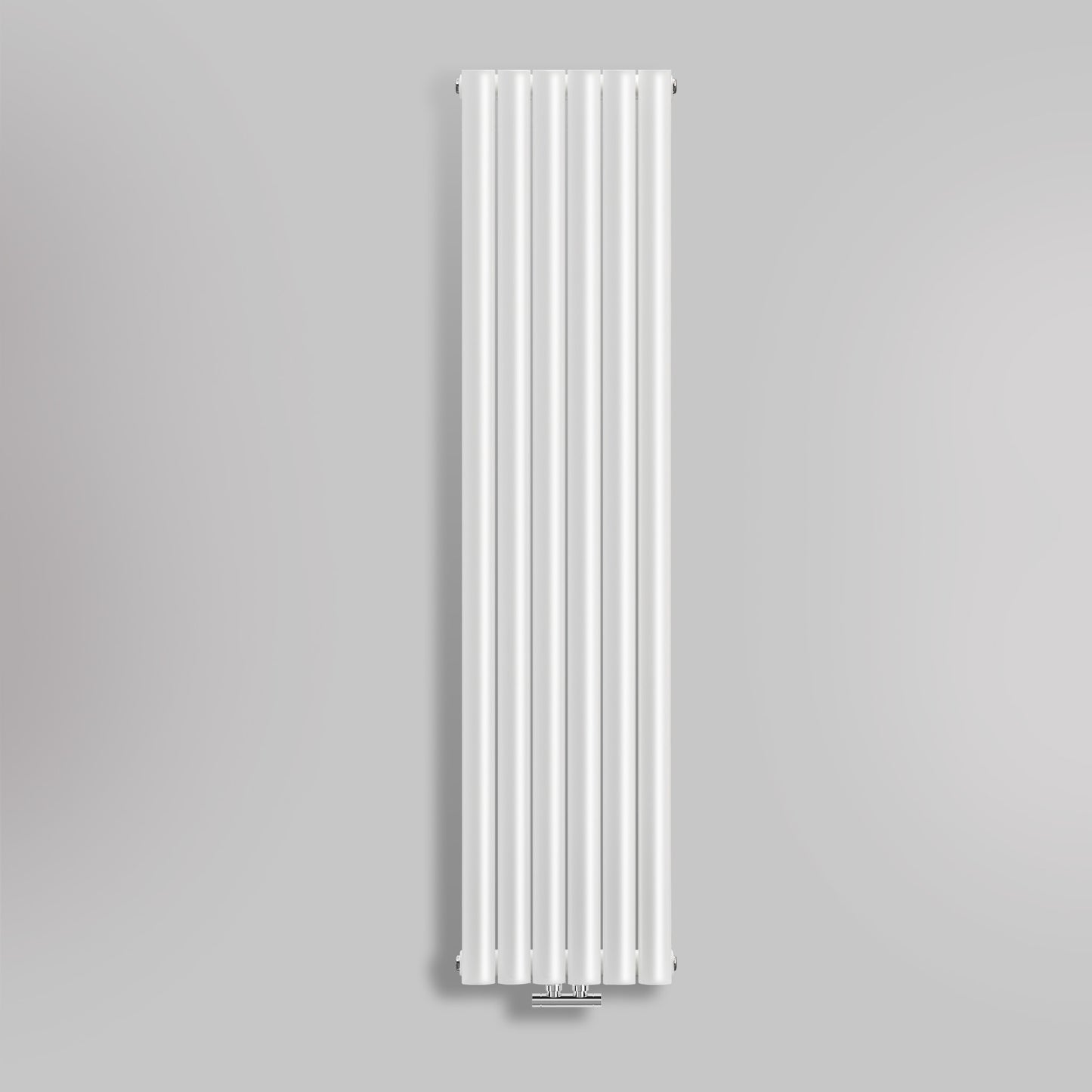 Grzejnik Dekoracyjny Pionowy - Owalny Podwójny Kolumnowy Biały - 1800x354mm, gładkie tło firmy Heissmann