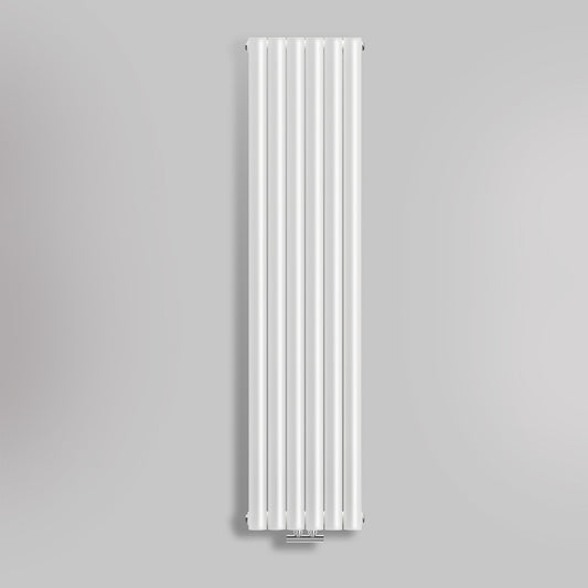 Grzejnik Dekoracyjny Pionowy - Owalny Podwójny Kolumnowy Biały - 1800x354mm, gładkie tło firmy Heissmann