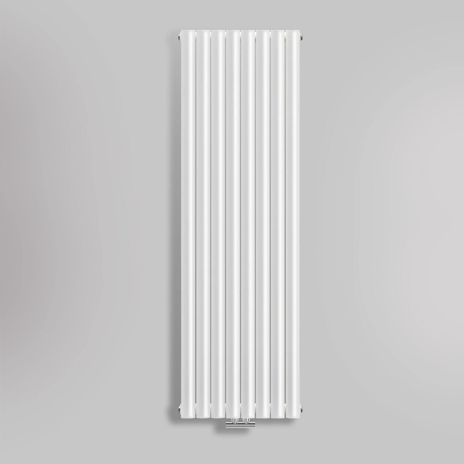 Grzejnik Dekoracyjny Pionowy - Owalny Podwójny Kolumnowy Biały - 1800x472mm, gładkie tło firmy Heissmann