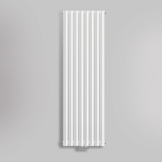Grzejnik Dekoracyjny Pionowy - Owalny Podwójny Kolumnowy Biały - 1800x472mm, gładkie tło firmy Heissmann