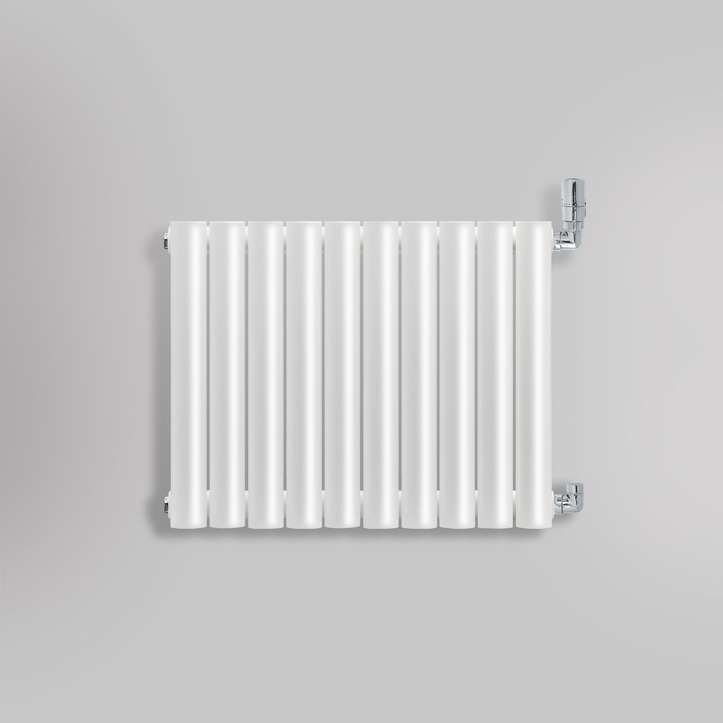 Grzejnik Dekoracyjny - Owalny Podwójny Kolumnowy Biały - 560x590mm, gładkie tło firmy Heissmann