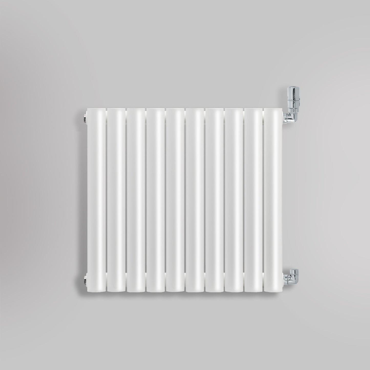 Grzejnik Dekoracyjny - Owalny Podwójny Kolumnowy Biały - 660x590mm, gładkie tło firmy Heissmann