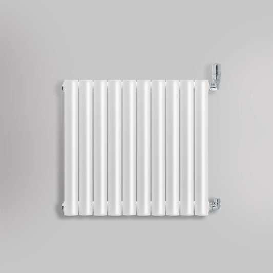 Grzejnik Dekoracyjny - Owalny Podwójny Kolumnowy Biały - 660x590mm, gładkie tło firmy Heissmann