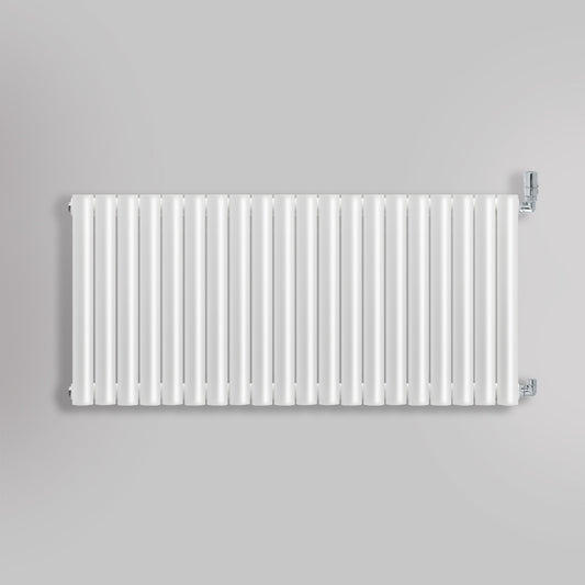 Grzejnik Dekoracyjny - Owalny Podwójny Kolumnowy Biały - 660x1180mm, gładkie tło firmy Heissmann